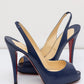 Christian Louboutin Ankle Leather Boots Navy Blue 