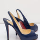 Christian Louboutin Ankle Leather Boots Navy Blue 