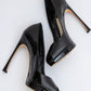 Luxurious CHRISTIAN DIOR Black Patent Leather Heels - Size IT 37.5