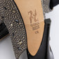 GINA Серые атласные сандалии с открытым носком, украшенные кристаллами