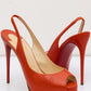 CHRISTIAN LOUBOUTIN Orange Leather Sling-back Pumps Heels Shoes - New, Size IT 38, Made in Italy