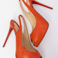 CHRISTIAN LOUBOUTIN  Orange Leather Sling-back Pumps Heels Shoes