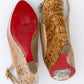 CHRISTIAN LOUBOUTIN Patent Cork Sling Wedge in Beige