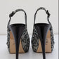 GINA Black Lace Crystal Embelli Peep Toe Slingback Platform Pumps - Chaussures de luxe élégantes