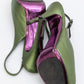 Зеленые кожаные туфли с ремешком на пятке BARBARA BUI с эффектом металлик и открытым носком