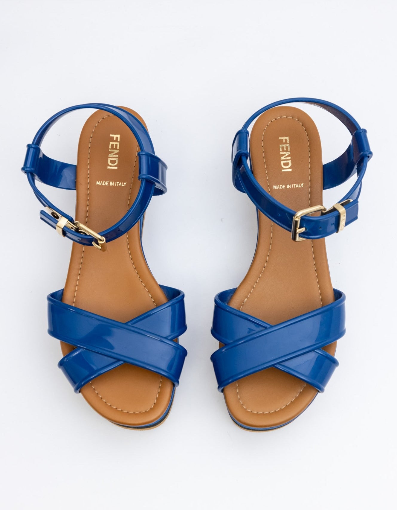 Fendi Blue Platform Flat Sandal | IT 37.5 | Made in Italy