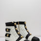 Moschino white and black Matelassé leather boot with buckles