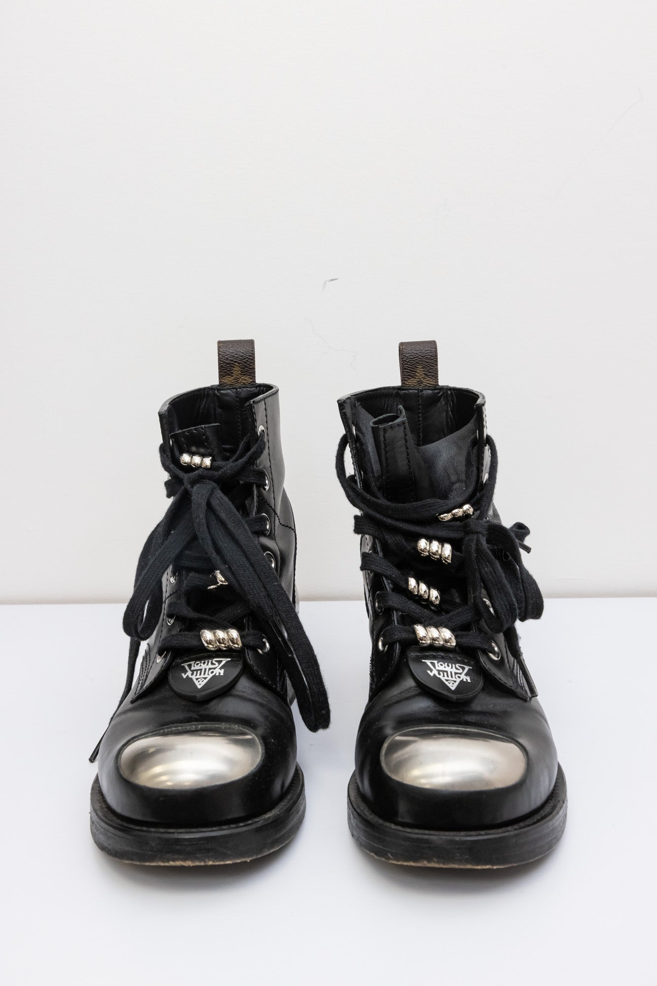 LOUIS VUITTON Metropolis Shoes Monogram Canvas | Black Leather Ankle Boots