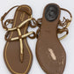 Коричнево-золотые кожаные сандалии GUCCI с ремешком