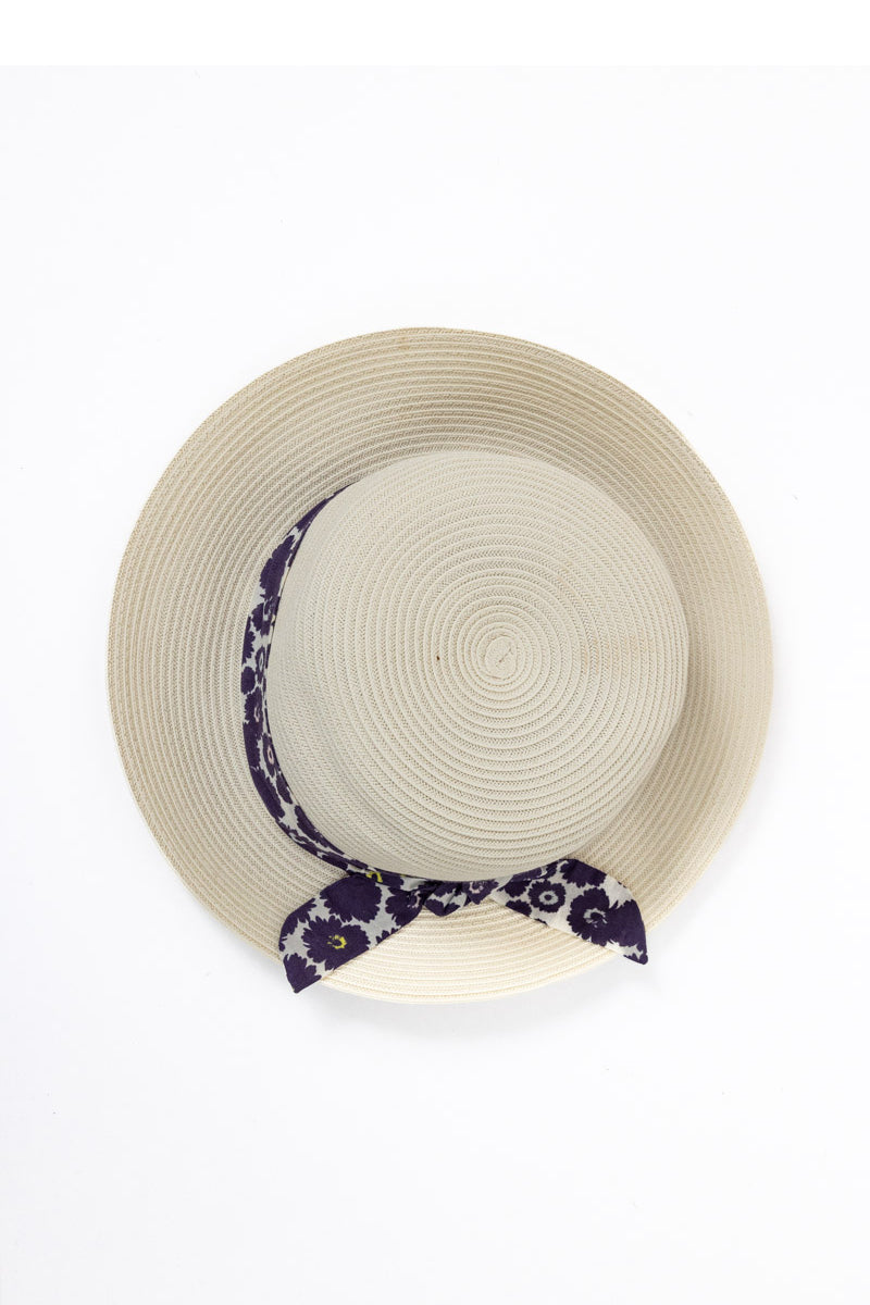 Baby DIOR Elegant White Straw Hat with Blue Flower Ribbon - Made in Italy