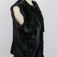 Lanvin Fourier dark green fur vest made from 100% fur, size 40, featuring beadwork and decorative details. Zip front closure, elegant design, in excellent condition. Made in Italy