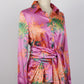 BLUMARINE Floral Pink Silk Kimono Shirt with Kimono Belt | Size I 44, D 38 | Very Good Condition | Made in Italy