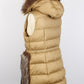 MONCLER Luxury Long Quilted Vest with Real Marmot Fur Hood Inserts – Size 3 | Excellent Condition