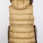 MONCLER Luxury Long Quilted Vest with Real Marmot Fur Hood Inserts – Size 3 | Excellent Condition