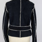 DOLCE & GABBANA Black Lambskin Leather Jacket with White Trim – Size 42 | Excellent Condition