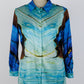ROBERTO CAVALLI Blue Silk Printed Blouse | Size IT 42 | Very Good Condition | Made in Italy