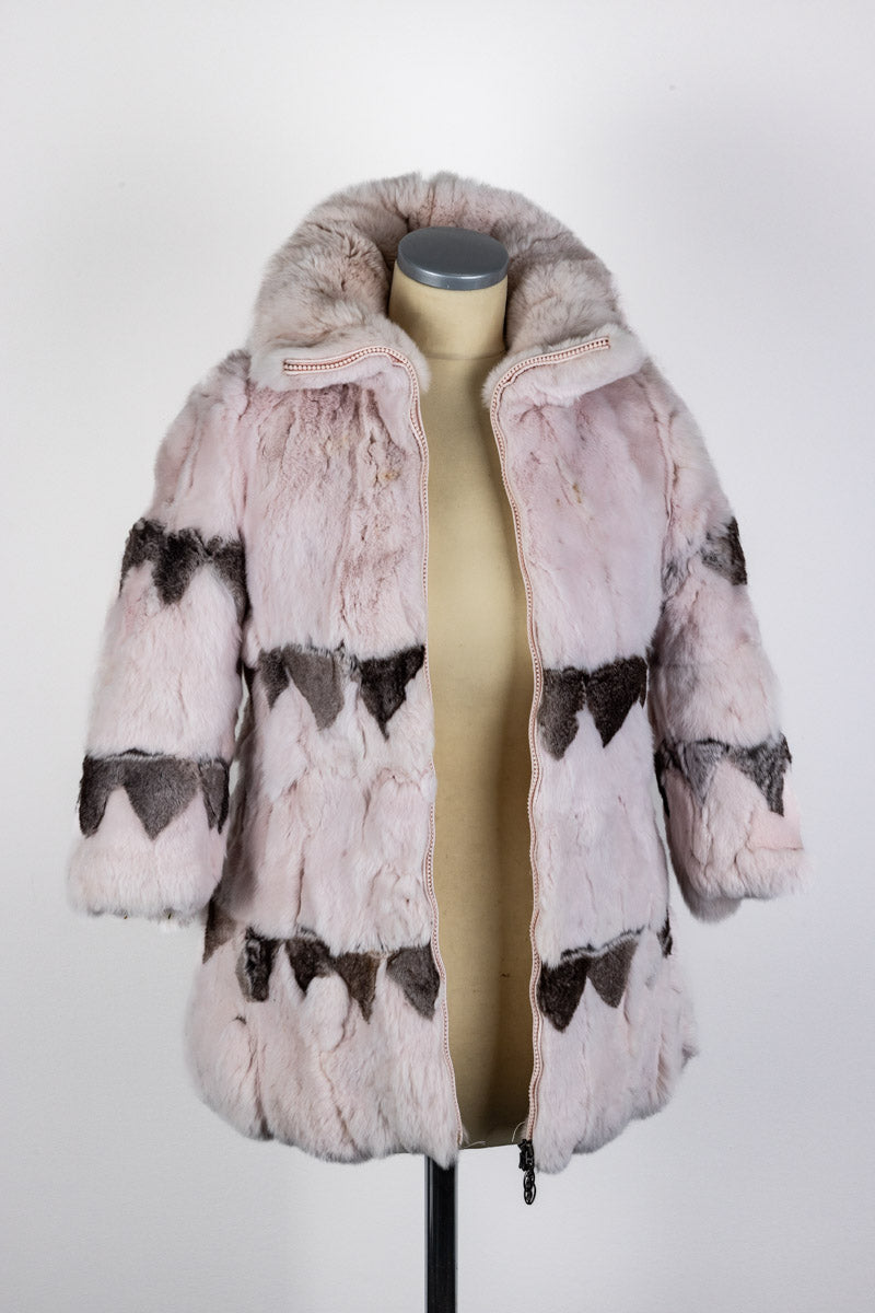 MANUDIECI Pink Fur Coat for Girls, Size 6A | Made in Italy | Good Condition