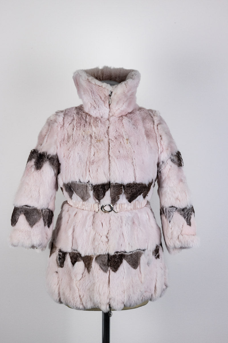 MANUDIECI Pink Fur Coat for Girls, Size 6A | Made in Italy | Good Condition