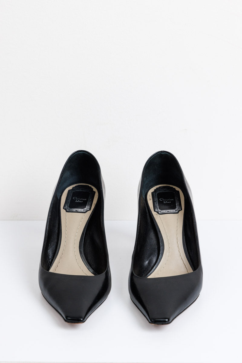 CHRISTIAN DIOR Black Leather Songe Pump Heels Size 38 | Great Condition | Made in Italy