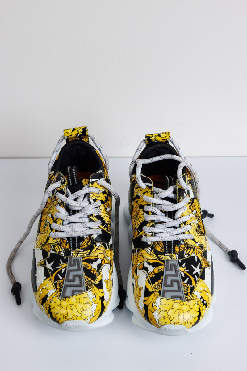 VERSACE Yellow & Black Chain Barocco Reaction Sneakers