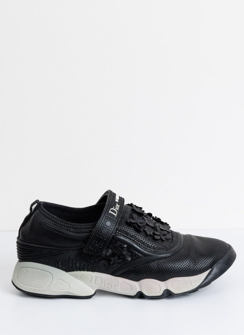 CHRISTIAN DIOR Black Fusion Low Sneakers | Leather and Rubber Trim | Size 38 | Made in Italy