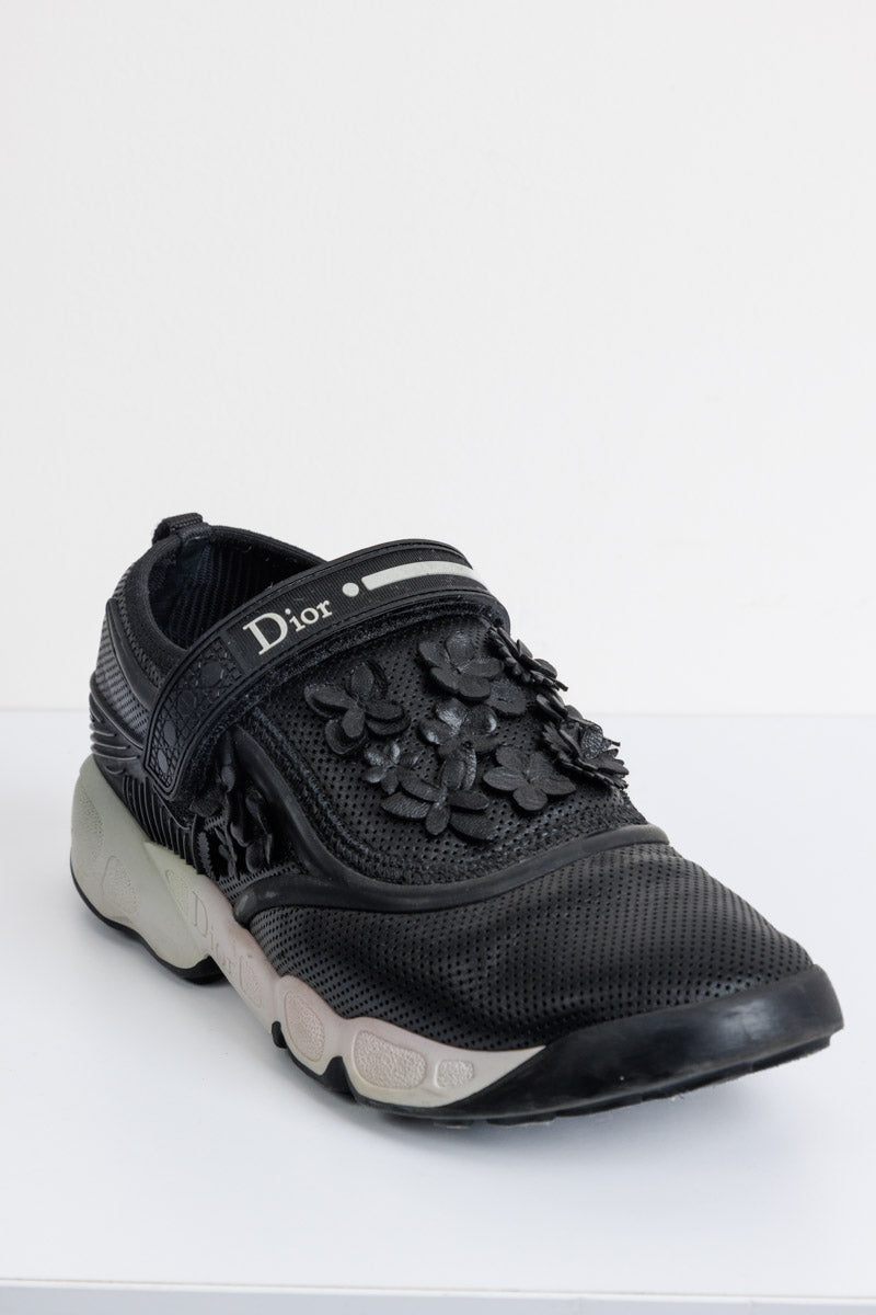 CHRISTIAN DIOR Black Fusion Low Sneakers | Leather and Rubber Trim 