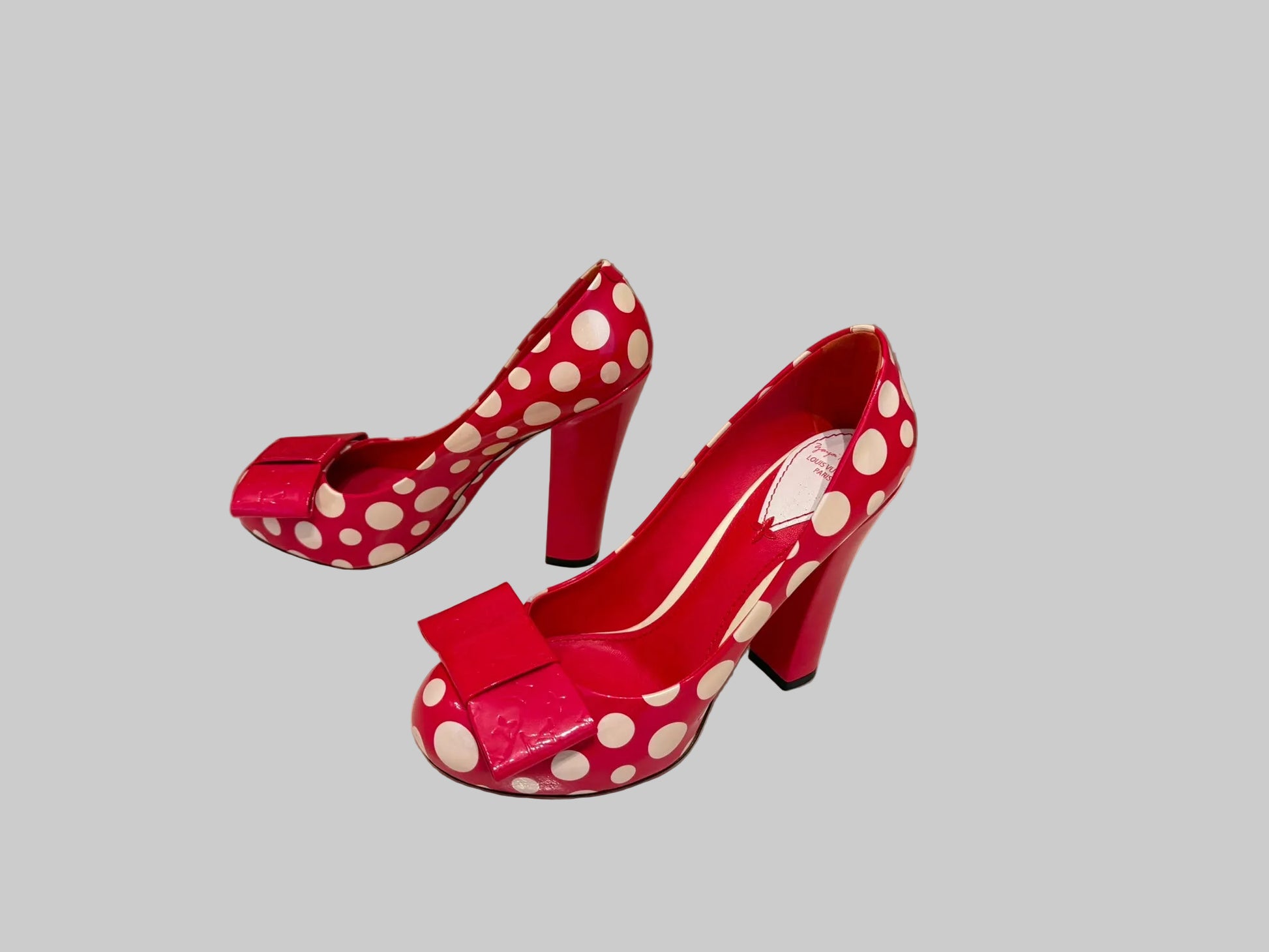 Louis Vuitton x Yayoi Kusama Red Patent Leather Polka Dot Pumps 