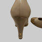 Authentic CHANEL Beige Metallic Gold Leather Cap Toe Chain Pumps IT 38.5 C Excellent Condition