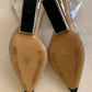 Authentic FENDI Roma Silver Crystal Slingback Pumps Sculptural Metal Heel Size IT 39 Excellent Condition