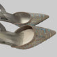 Authentic FENDI Roma Silver Crystal Slingback Pumps Sculptural Metal Heel Size IT 39 Excellent Condition