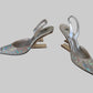 Authentic FENDI Roma Silver Crystal Slingback Pumps Sculptural Metal Heel