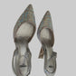 Authentic FENDI Roma Silver Crystal Slingback Pumps Sculptural Metal Heel Size IT 39 Excellent Condition