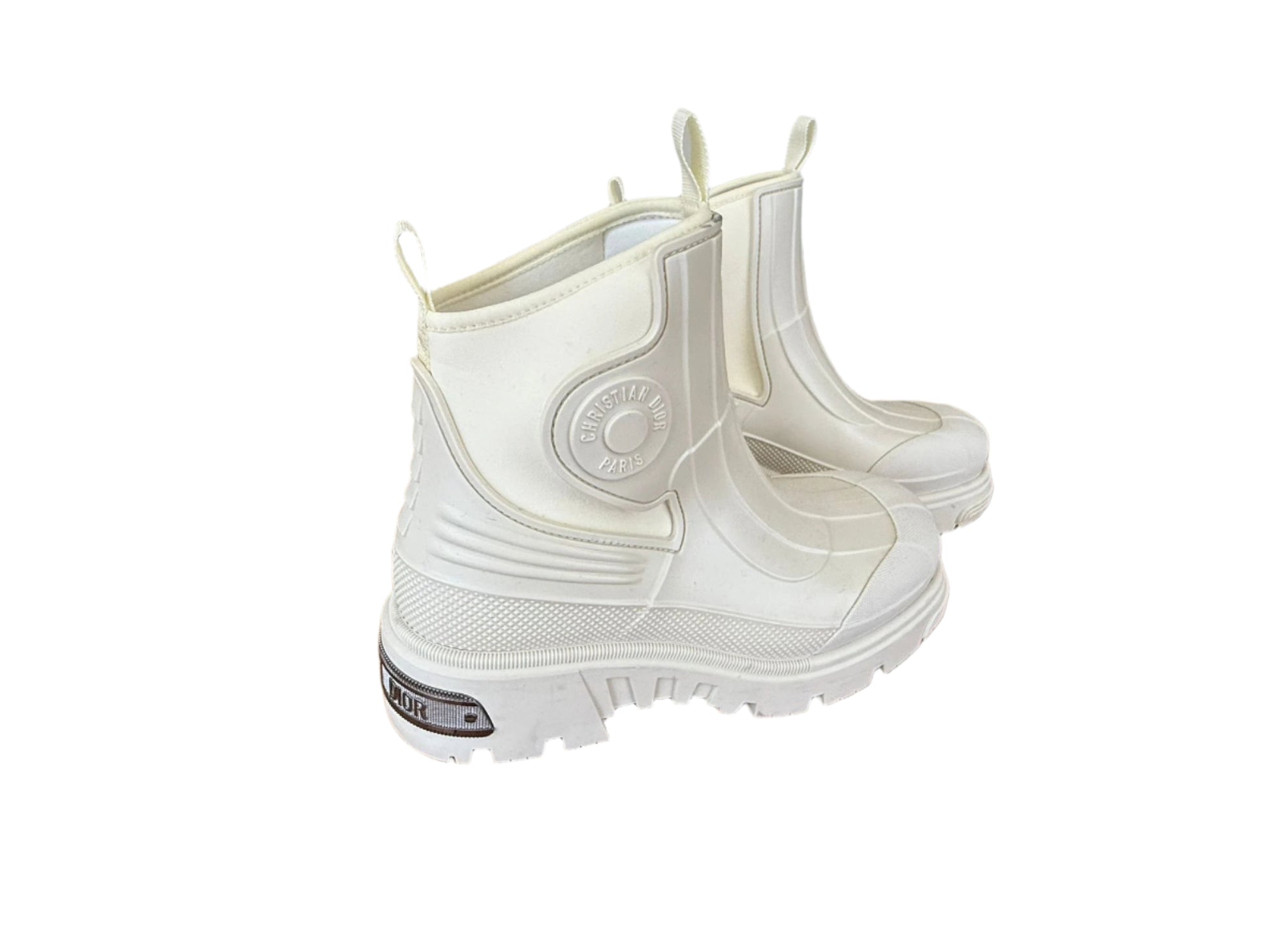 CHRISTIAN DIOR White Genesis Ankle Rubber Boots – Size 37, Modern Luxury