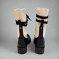 CHRISTIAN DIOR Black Leather & White Knit Lace-Up Combat Boots – Size 38 | Luxury Designer Footwear