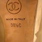 Authentic CHANEL Beige Metallic Gold Leather Cap Toe Chain Pumps IT 38.5 C Excellent Condition