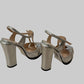 Fendi silver platform sandals size 37.5, rear side view with visible scuffs