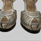 Fendi silver platform sandals size 37.5, peep toes and perforated detailing