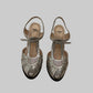 Fendi silver platform sandals size 37.5, top view and adjustable buckle straps