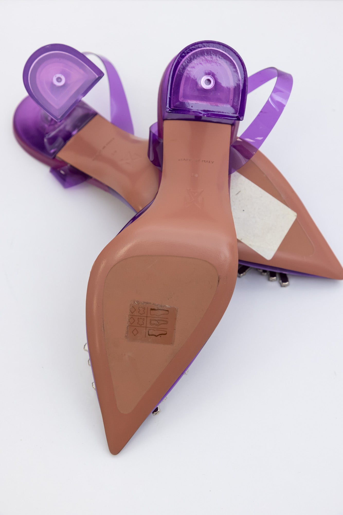 AMINA MUADDI Purple Begum Glass Crystal-Embellished Slingback Pumps