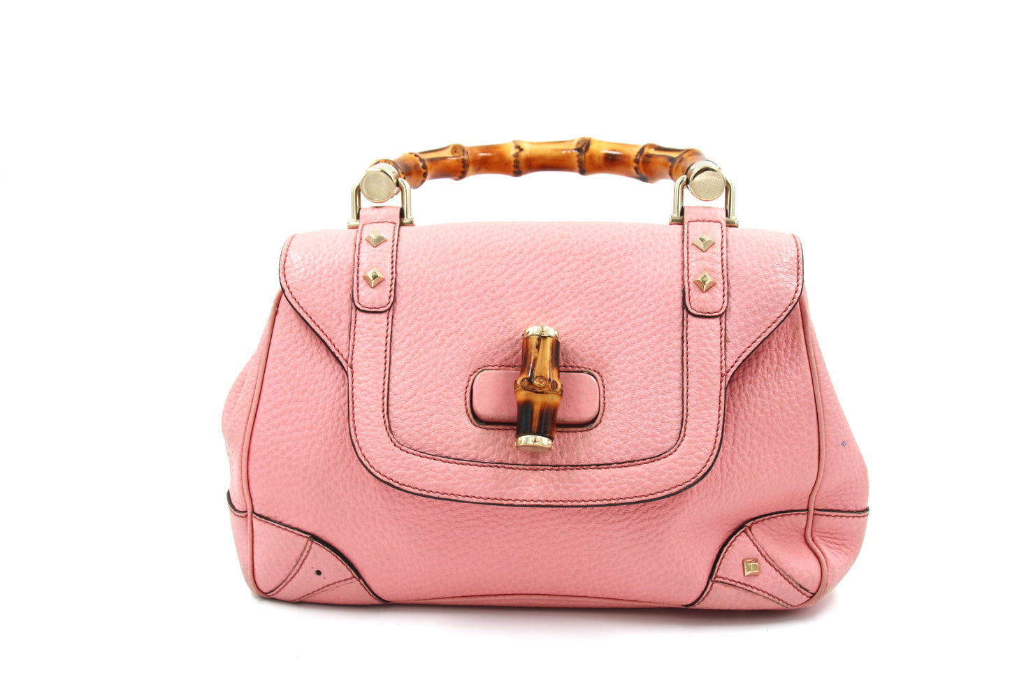 GUCCI Bamboo Top Handle Pink Leather Medium Bag