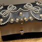 FENDI Black Leather Shoulder Bag with Pearls